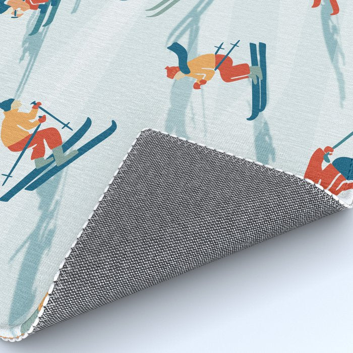 Retro Sportive Ski alpine light Rug Gallery Image 4