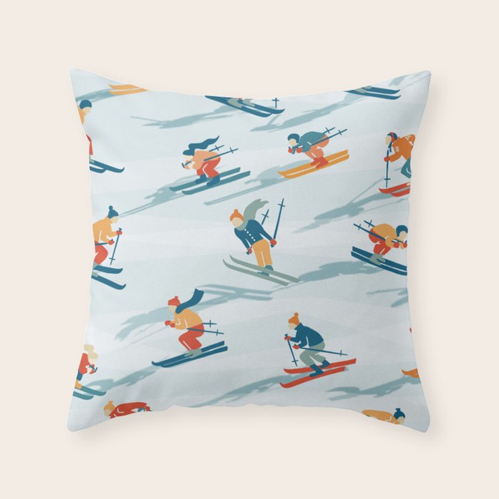 Retro Sportive Ski alpine light Throw Pillow Gallery Image 6