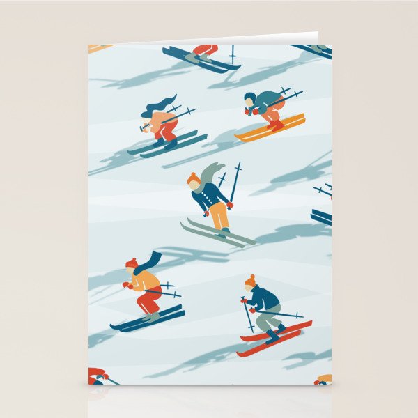 Retro Sportive Ski alpine light Stationery Card Gallery Image 2