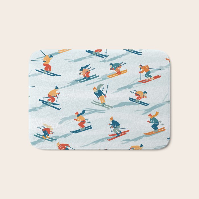 Retro Sportive Ski alpine light Bath Mat Gallery Image 1