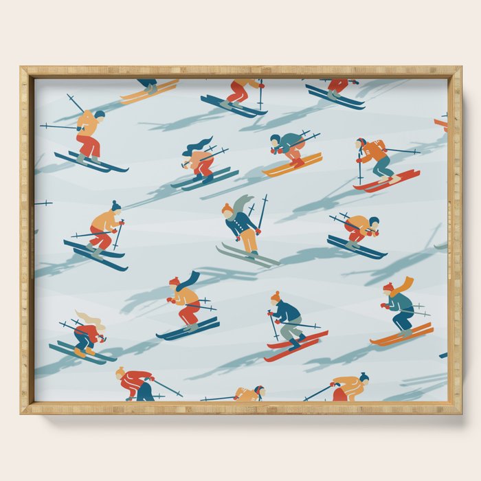 Retro Sportive Ski alpine light Serving Tray Gallery Image 1