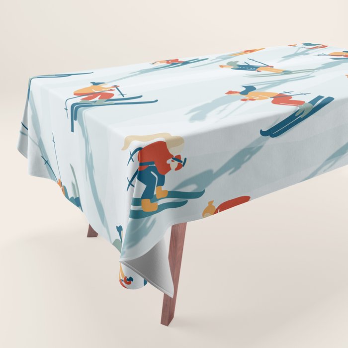 Retro Sportive Ski alpine light Tablecloth Gallery Image 1