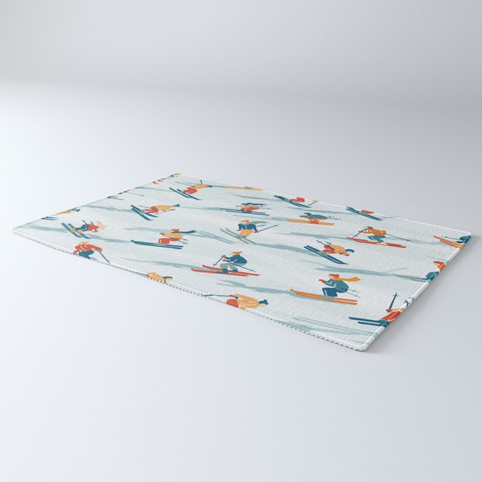 Retro Sportive Ski alpine light Rug Gallery Image 3