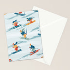 Retro Sportive Ski alpine light Stationery Card Gallery Image 2