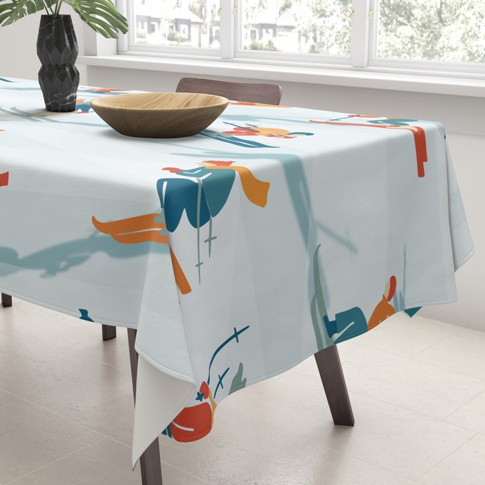 Retro Sportive Ski alpine light Tablecloth Gallery Image 3