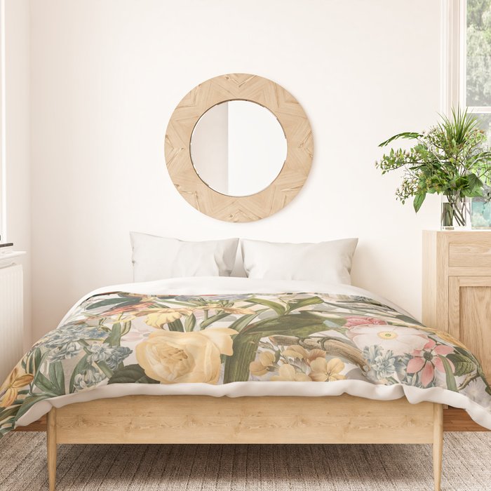 Vintage Tropical Flower And Bird Garden Duvet Cover Gallery Image 3