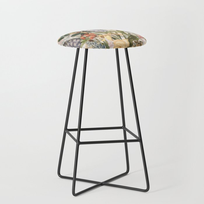 Vintage Tropical Flower And Bird Garden Stool Gallery Image 1