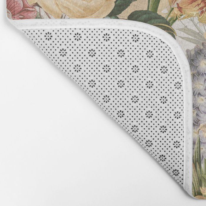 Vintage Tropical Flower And Bird Garden Bath Mat Gallery Image 2