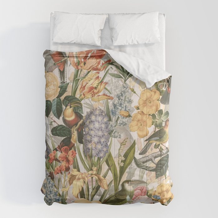 Vintage Tropical Flower And Bird Garden Comforter Gallery Image 6