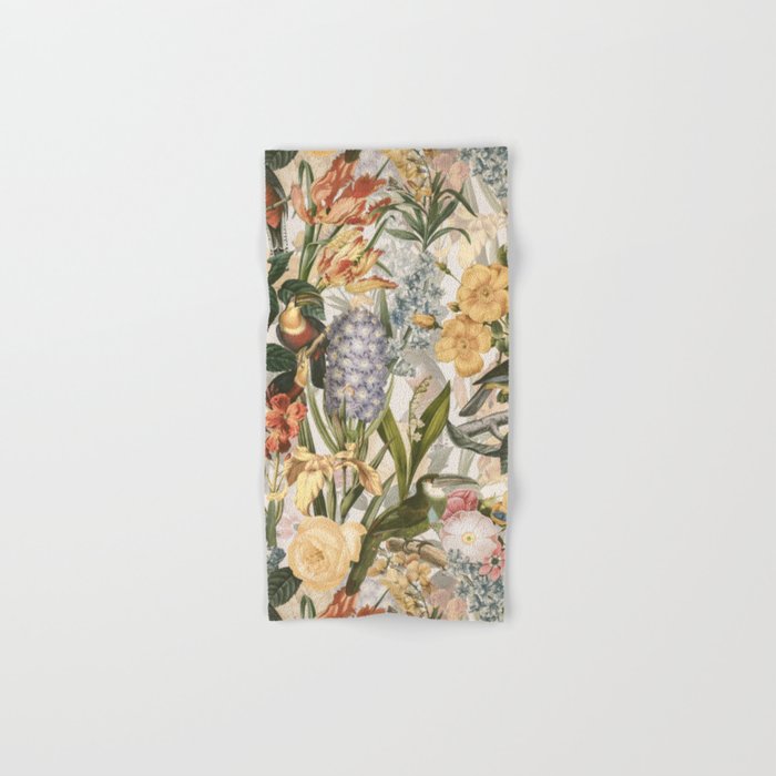 Vintage Tropical Flower And Bird Garden Bath Towel Gallery Image 1