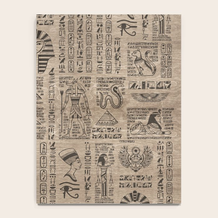 Egyptian hieroglyphs and symbols on wood Notebook Gallery Image 4