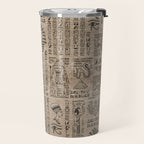 Egyptian hieroglyphs and symbols on wood Travel Mug Gallery Image 2