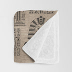 Egyptian hieroglyphs and symbols on wood Throw Blanket Gallery Image 3