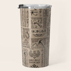Egyptian hieroglyphs and symbols on wood Travel Mug Gallery Image 3