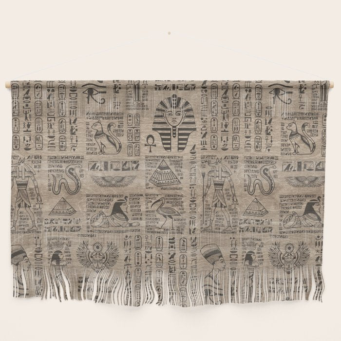 Egyptian hieroglyphs and symbols on wood Wall Hanging Gallery Image 1