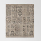 Egyptian hieroglyphs and symbols on wood Throw Blanket Gallery Image 2