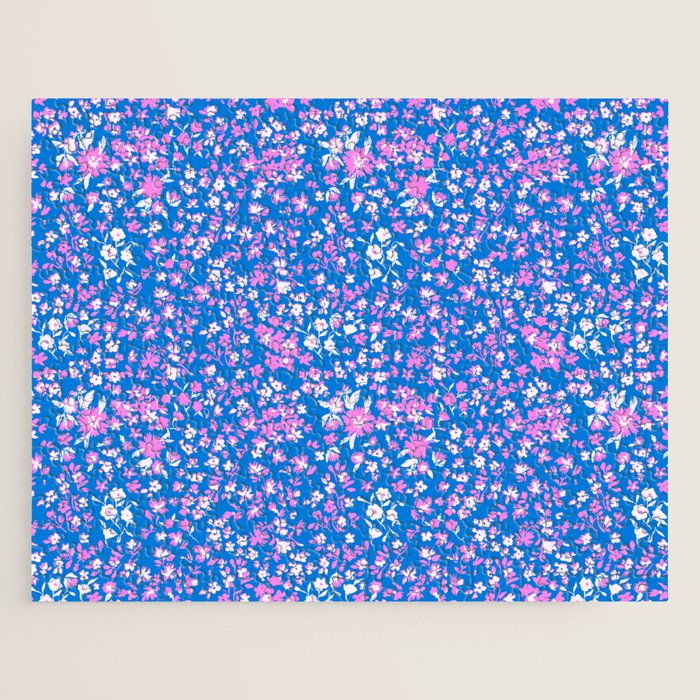 Pink and blue pop art ditsy Jigsaw Puzzle Gallery Image 1
