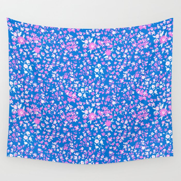 Pink and blue pop art ditsy Wall Tapestry Gallery Image 4