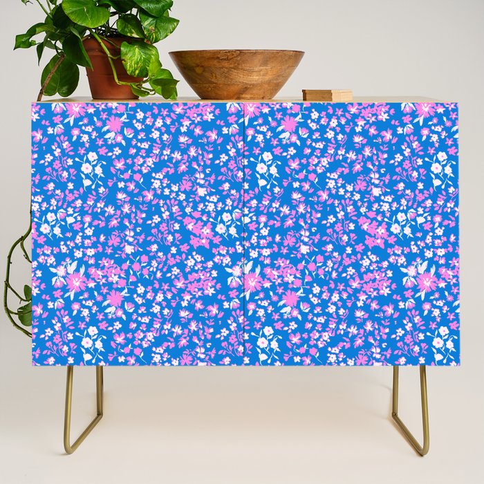 Pink and blue pop art ditsy Credenza Gallery Image 1