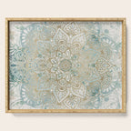 Yoga, Mandala, Teal and Gold, Wall Art Boho Serving Tray Gallery Image 1