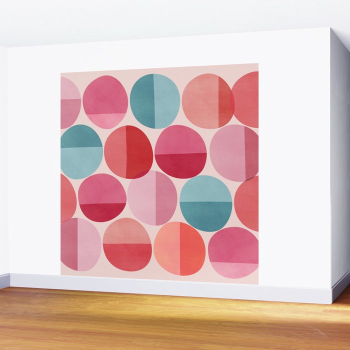 Retro Red and Pink Dots Wall Mural Gallery Image 2