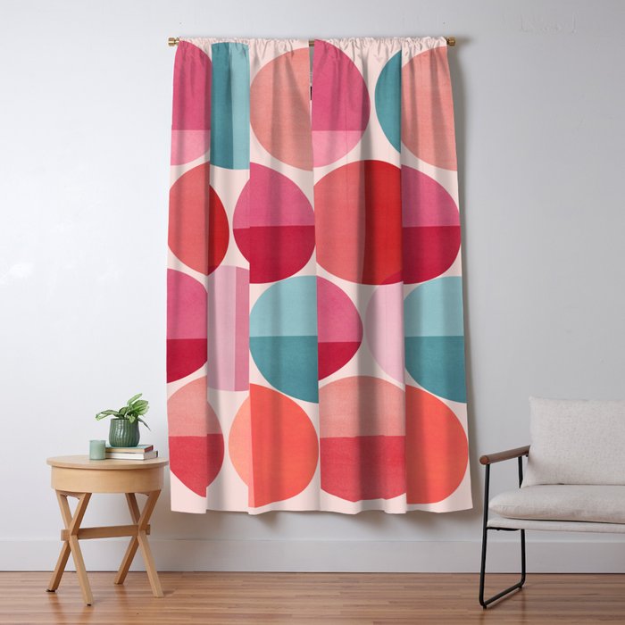 Retro Red and Pink Dots Window Curtain Gallery Image 5