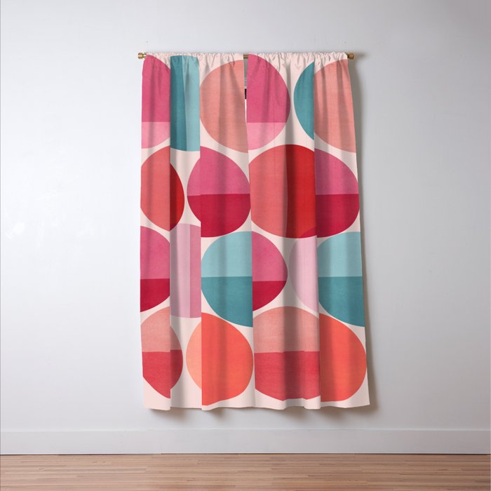 Retro Red and Pink Dots Window Curtain Gallery Image 3