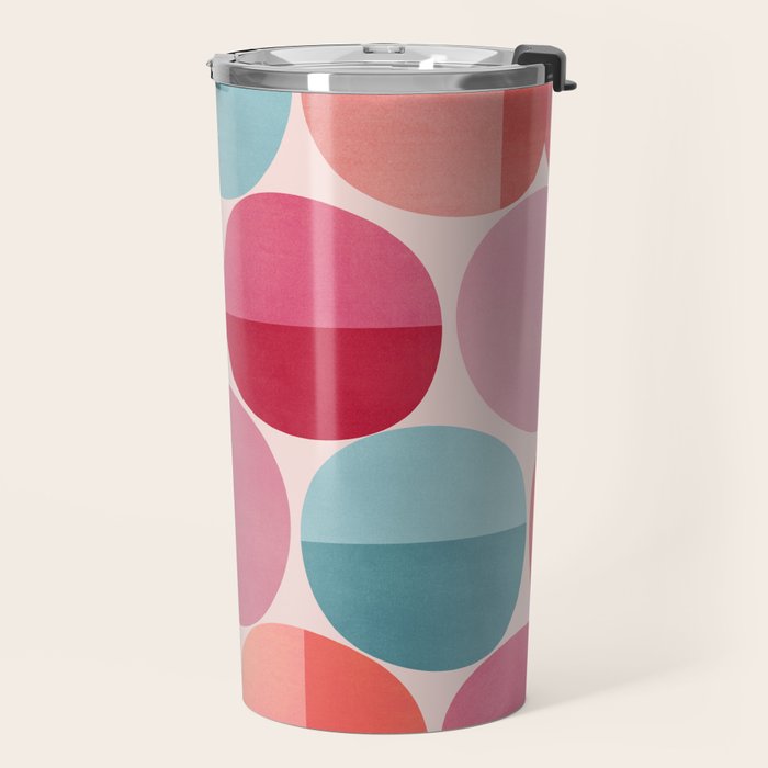 Retro Red and Pink Dots Travel Mug Gallery Image 2