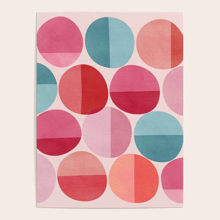 Retro Red and Pink Dots Poster Gallery Image 1