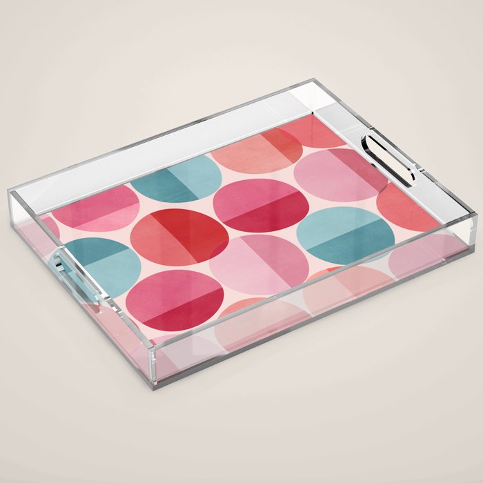 Retro Red and Pink Dots Acrylic Tray Gallery Image 1