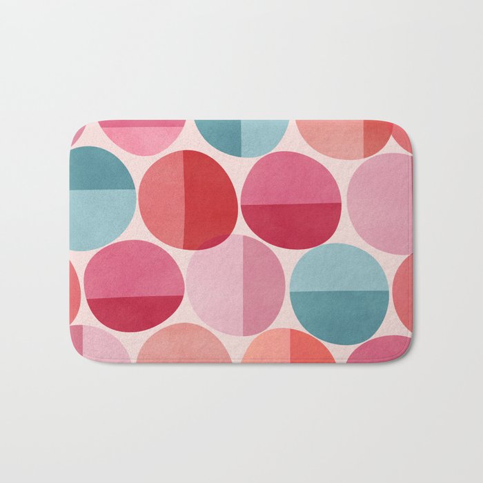 Retro Red and Pink Dots Bath Mat Gallery Image 1