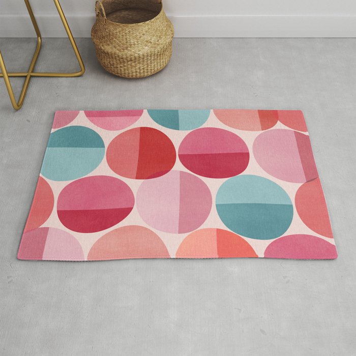 Retro Red and Pink Dots Rug Gallery Image 1