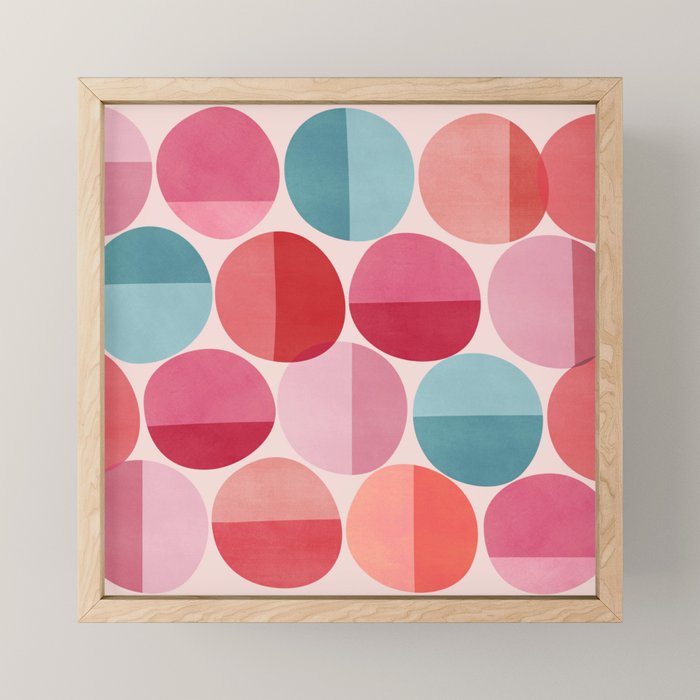 Retro Red and Pink Dots Mini Art Print Gallery Image 1