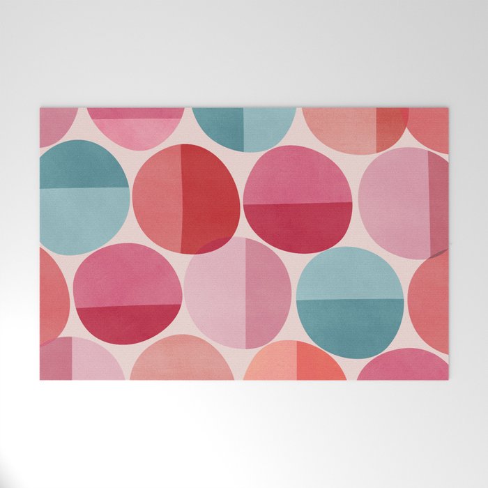 Retro Red and Pink Dots Welcome Mat Gallery Image 1