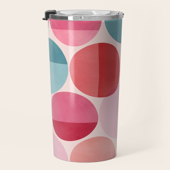 Retro Red and Pink Dots Travel Mug Gallery Image 3
