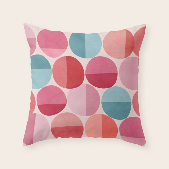 Retro Red and Pink Dots Throw Pillow Gallery Image 6
