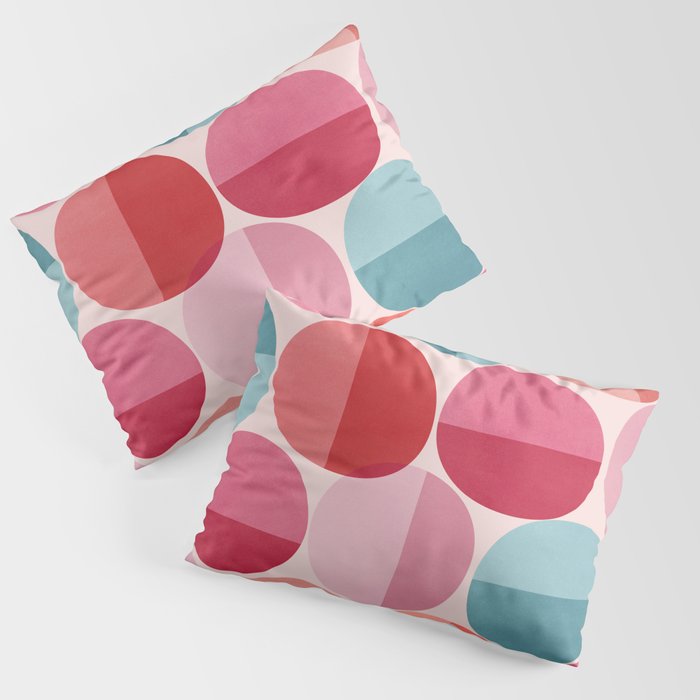 Retro Red and Pink Dots Pillow Sham Gallery Image 1