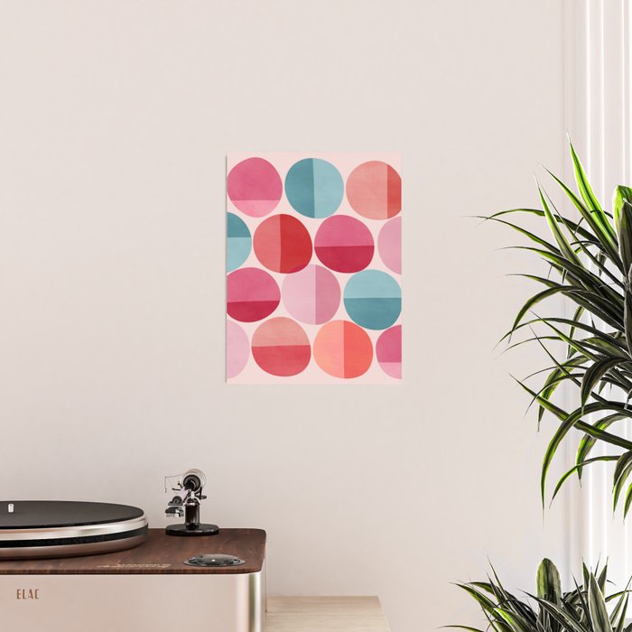 Retro Red and Pink Dots Poster Gallery Image 2