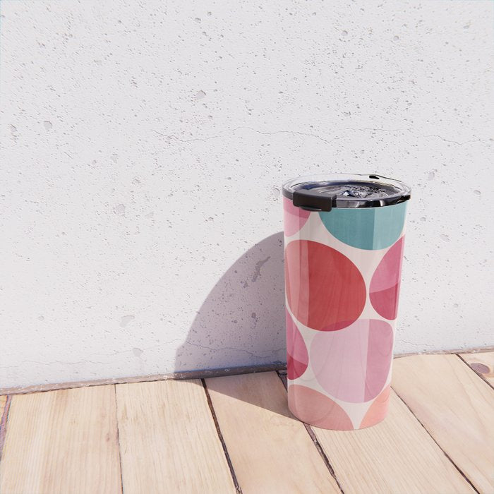 Retro Red and Pink Dots Travel Mug Gallery Image 4