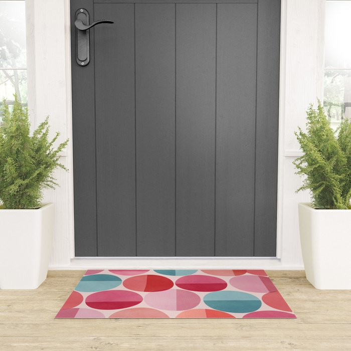 Retro Red and Pink Dots Welcome Mat Gallery Image 3