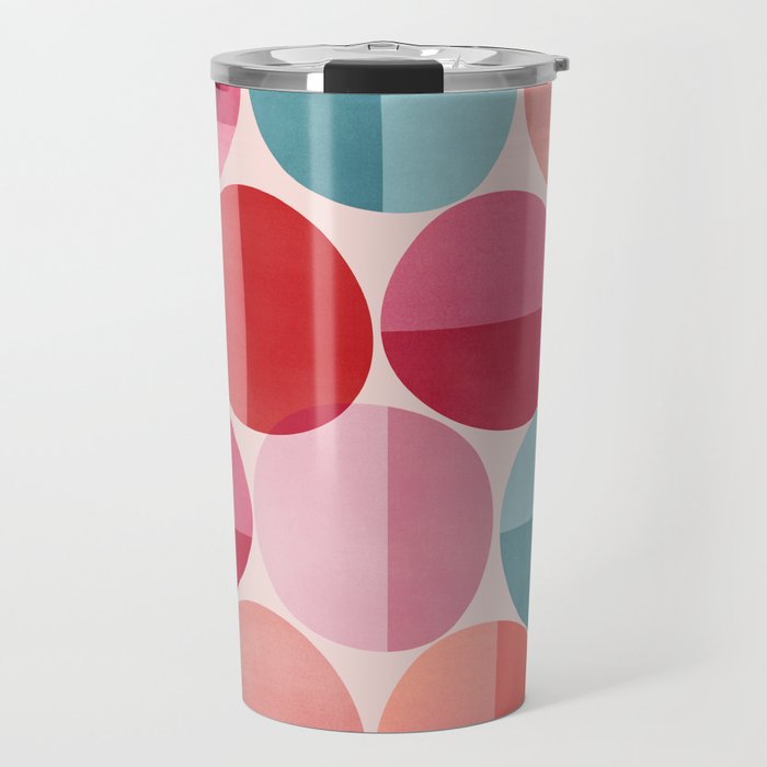 Retro Red and Pink Dots Travel Mug Gallery Image 1