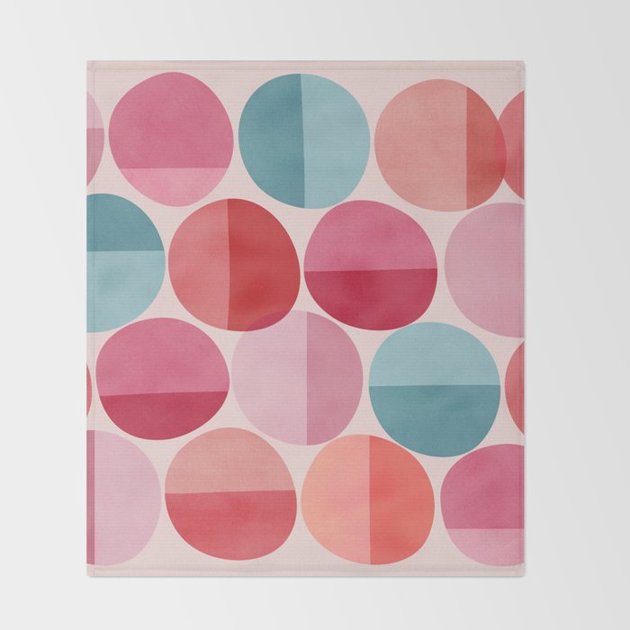 Retro Red and Pink Dots Throw Blanket Gallery Image 2