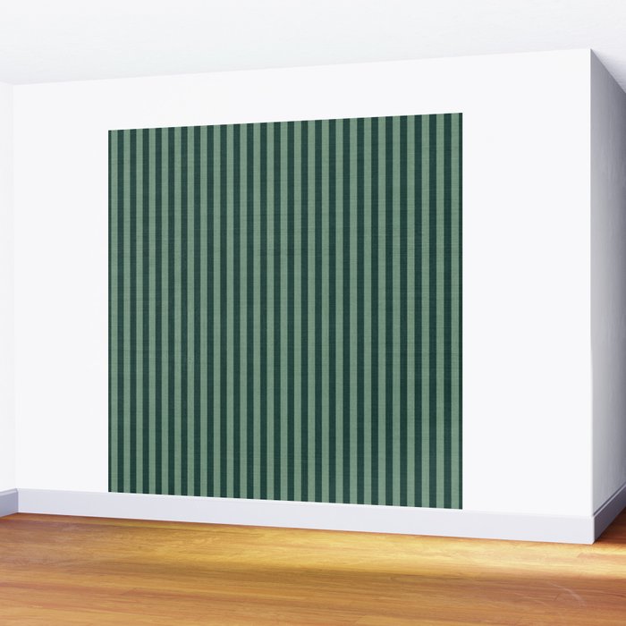 Pinstripe in Green Wall Mural Gallery Image 2