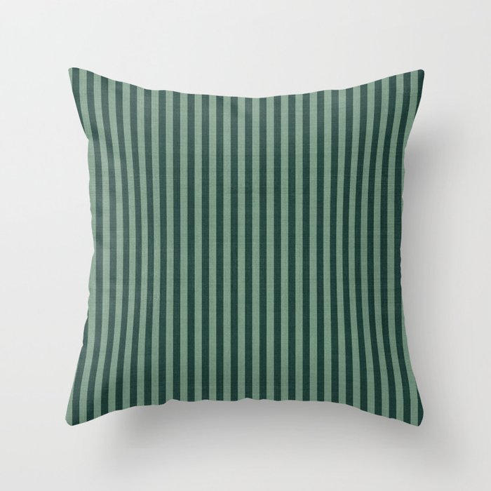 Pinstripe in Green Throw Pillow Gallery Image 1
