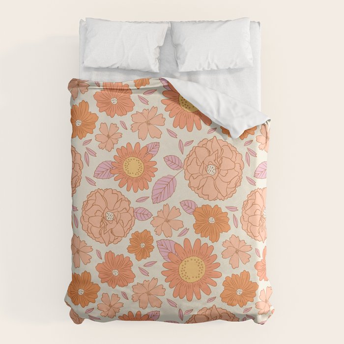 Vintage hand drawn flower art pattern Duvet Cover Gallery Image 6