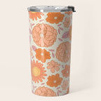 Vintage hand drawn flower art pattern Travel Mug Gallery Image 2