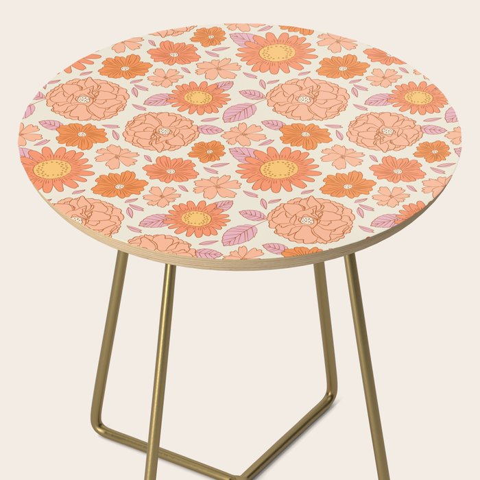 Vintage hand drawn flower art pattern Side Table Gallery Image 2