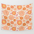 Vintage hand drawn flower art pattern Wall Tapestry Gallery Image 4