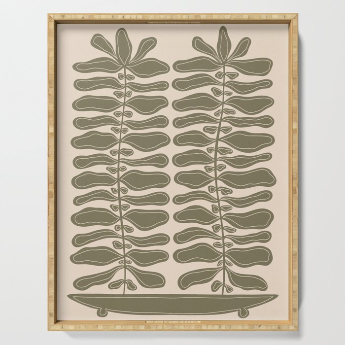 One Hundred-Leaved Plant #23 Serving Tray Gallery Image 1