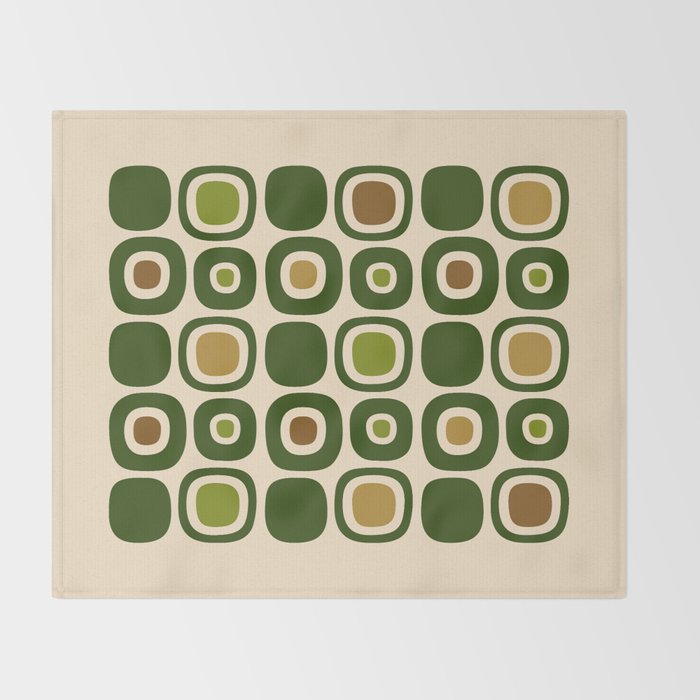 Mid Century Modern Modern Organic Shapes Pattern 321 Green Throw Blanket Gallery Image 2